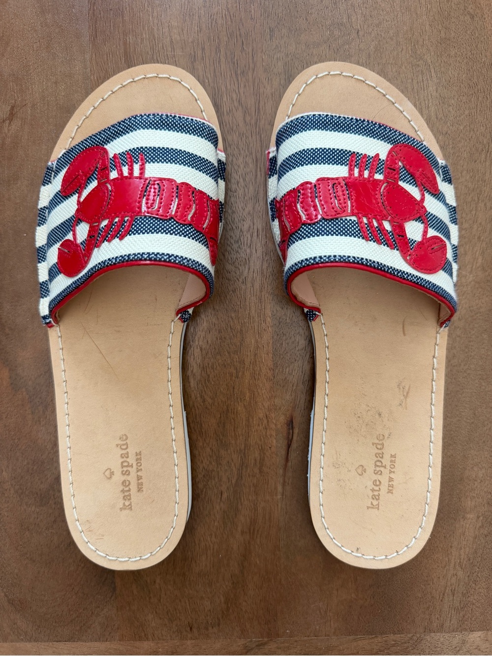 Kate Spade Ivonna Navy Red Stripe Lobster Sandal size 8 1/2